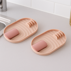 하스몰 살림꾼 주방도구 간편 조리도구 받침대 냄비뚜껑 거치대 2개, 1세트, 핑크