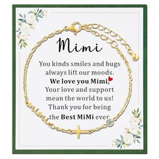 Ankiyabe Mom Mimi 신앙 십자가 이름 팔찌 크리스탈 종교 기독교 세례 선물 여성용 메시지 카드 M 메탈 보석 없음 248330