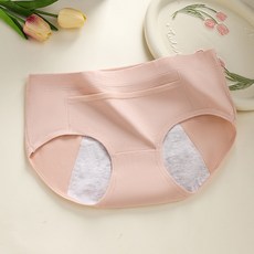 純棉生理褲女士三層加寬防漏月經期內褲衛生褲, 粉色,L(101-120斤)