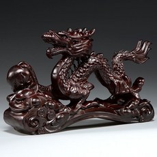 黑檀木 花梨木 紅花梨木 如意龍 擺件 整木精雕, 如圖所示, 1個