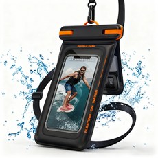 雙層防水手機袋 漂浮觸屏 游泳戶外防水套, 黑色, 1個