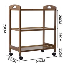 원목 트롤리 이동식 3단 조리대 서빙 미용, 공식 표준 구성, 0x0x0cm, 3단 티