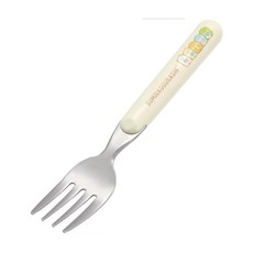 東京速購 skater 日本製不鏽鋼兒童湯匙叉子組，幼兒學習餐具，環保安全, 1個, 角落生物叉子(黃圓柄)