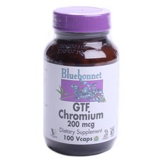 Bluebonnet GTF鉻 200mcg植物膠囊 無麩質, 100顆, 1罐