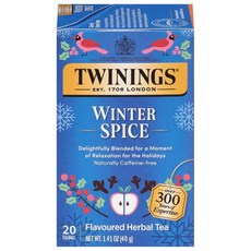 Twinings 트와이닝스 차이 블랙 티 개별 포장 백 100개입 1팩 따뜻한 향신료로 풍부하게 혼합 카페인 함유 뜨겁게 아이스로 즐기세요., 겨울 향신료, 20개입 (1팩), 40g