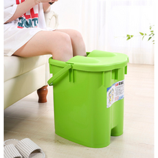 泡腳桶 足浴盆 洗腳桶 洗腳盆 泡腳盆 耐摔帶蓋加高加厚足浴桶按摩泡腳桶足浴盆塑料手提洗腳桶洗腳盆, 綠色,加厚高25CM無蓋6個按摩輪, 1個