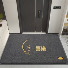 DIU 入戶門墊進門地墊大門口絲圈蹭腳墊出入平安歡迎光臨除塵墊子地毯, 1個, 平安喜樂-灰色