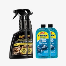 레인엑스 워시앤왁스 591ml 2개 세트 맥과이어스 골드클래스 리치 레더 스프레이 G10916 450ml 2개 가죽세정제 컨디셔닝 보호