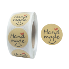 500매입 핸드메이드 handmade 롤 스티커, 1세트, 크라프트(S808) 500매