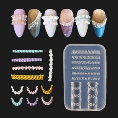 레이스 네일 아트 몰드 프렌치 스커트 투명 실리콘 몰드 엠보싱 스텐실 주조 몰드 DIY 크리스탈 네일 도구 수제 공예 템플릿 조각 몰드 여성용 매니큐어 장식