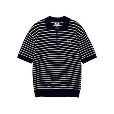 브랜드정품 리 LEE 스트라이프 하프 집업 반팔 니트 네이비 361977