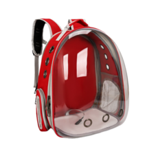 寵物太空艙後背包 擴容透氣寵物外出包 舒適絨毛墊寵物旅行背包, 红色, 1個