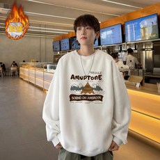 日系卡通青少年圓領衛衣，cityboy春秋冬潮流寬鬆加絨外套