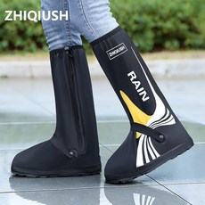 ZHIQIUSH 加厚高筒防水雨鞋套, 琥珀黃【高筒41釐米】,L碼適合40-42鞋碼
