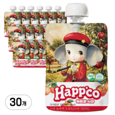 해피코 저당 어린이 키즈 아이 사과주스, 30개, 100ml