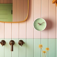 Ticktock 감성 북유럽 국산 인테리어 무소음 흡착 욕실 주방 시계 4colors, 그린