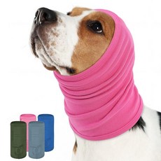 KOESON 강아지 진정 후드 후크 & 루프가 있는 강아지용 조절 가능한 흔들림 없는 귀 랩 부드러운 귀마개 소음 보호 천둥 불꽃놀이 분리 불안 혈종용 반려동물 머리, 소형, 로즈레드