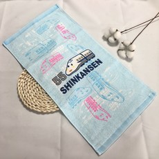 台灣製造 正版授權 新幹線童巾 純棉童巾 兒童毛巾 【MIT201】, 1個, 繽紛新幹線, 藍色