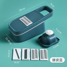 多功能切菜器 廚房家用刨絲切片切丁器, 1個, 海洋藍+內含切片4片