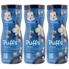 거버 퍼프 아기 과자 핑거푸드 시리얼 스낵 바닐라 42g 3개 gerber puffs
