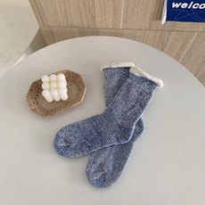 겨울 기모 양말 두꺼운 따뜻한 부츠, 1개, 사파이어 블루