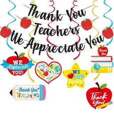 블랙 Thank You Teachers We Appreciate You 배너 교사 감사 파티 장식 교사 감사 주간 배너 장식 교사의 날 학교 사무실 교실 파티 장식, 블랙 Thank You Teachers We Appre, Black