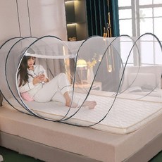 원터치 접이식 모기장 침대 위 설치 싱글 사이즈 유아 아기 방충 그물망 텐트형, 단일옵션