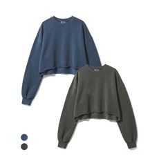 리브레너 세트피그먼트 컷오프 오버사이즈 크롭 스웻셔츠 2팩