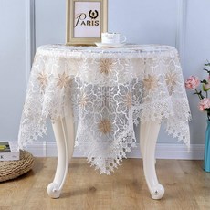 원형 방진 커버 레이스 테이블보 침대 협탁 거실 인테리어, 40x40cm 소형 가구용, 단풍잎/화이트