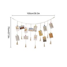 照片牆掛繩 拍立得展示掛飾 宿舍房間裝飾, 9個棉繩流蘇100cm(送20夾子)