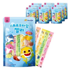 핑크퐁아기상어 스트로우타입 젤리 유아 어린이 간식, 10개, 200g, 혼합맛(복숭아/리치/망고/샤인머스캣)