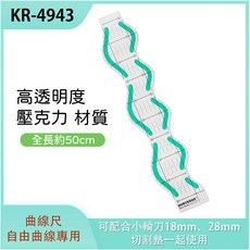 【KR-4943】拼布用防滑切割尺，曲線尺，自由縫/自由曲線專用, 1個