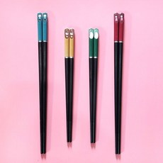 親子合金筷子3雙裝4家用防滑寶寶短小孩分人標志家庭筷一家三口四筷子環保筷防滑筷子耐熱筷子餐具用品, 4人）爸+媽+短黃貓+短北極熊, 1個