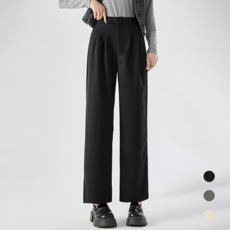 Amlition 여성 하이웨스트 와이드 모직 팬츠