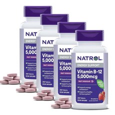 나트롤 비타민 B12 5000mcg 딸기맛 Natrol Vitamin B12 Fast Dissolve, 4개, 200정