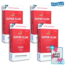 유니더스 슈퍼슬림 0001 콘돔 초박형 + 러브모아 젤, 10개입, 4세트