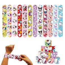키티 우표 생일 호의 헬로 스티커 GOODIE 용품 선물 장식 팔찌 필러 BAG 파티 어린이를위한 슬랩 문신, 12pcs Slap Bracelet