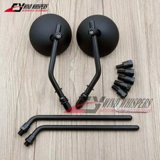 오토바이 레트로 라운드 볼록 백미러 할리 883 1200 혼다 CB400 피아지오 베스파 트라이엄프 T100 쵸퍼 카페 레이서, 1)black small mirror