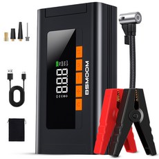 BSMOOM 3000A 점프스타터 올인원 타이어 공기압 주입기 대용량 보조배터리 12V차종 호환 가능, 1개, 12400mAh