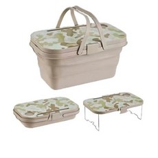 모든양품 야외 피크닉 대용량 바구니 접이식 테이블 세트, 밀리터리