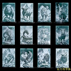 【保真】天然玉石a貨附證書 影雕十二生肖項鍊 生肖玉珮 玉佩 玉墜 吊墜, 1個, 雞,藍水影雕(附證書