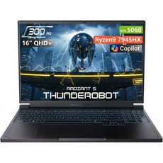 썬더로봇 래디언트 16S R9 5060 300Hz 게이밍 노트북 16인치 QHD+ 2.5K AMD 라이젠 9 7945HX 지포스 RTX 5060 최대 벌새 디스플레이, 16GB RAM | 1TB SSD, Ryzen 9 7945HX | RTX 5060, 16GB