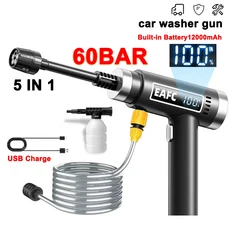 EAFC 5-IN-1 고압 무선 세차기 12000mAh 배터리 자가 흡입 휴대용 세차기 차량 세척 가정용 바닥 청소기, 01 12000mAh, 01 배터리 전원