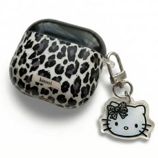레오파드 키티 키링 에어팟케이스, 1개, 블랙, 에어팟4세대