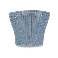 뮈글러 스파이럴 데님 뷔스티에