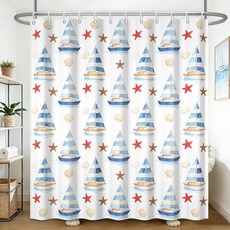 GICDSU Olive 올리브 Leaves Shower Curtain VINTAGE 빈티지 Farmhouse Curtain SET 세트 LEAF 리프 PRINT 프린트 WA, 03 Nautical Sailboats