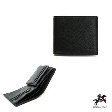 SANDIA POLO 牛皮 荔枝紋 抽取式卡夾 附發票 男夾 皮夾, 黑色, 1個