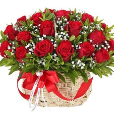 (오늘도착) 99플라워 풍성한 꽃바구니 "행복한 하루" 레드 장미 ST-A2055 - 생일 기념일 결혼기념일 당일꽃배달 전국당일배송 생화, 1개