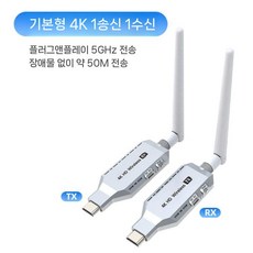 무선 HDMI 송수신기 영상 미러링 송신기 세트 수신기, 1개, 2.무선50m4KUHD송신기1+수신기1(기본)