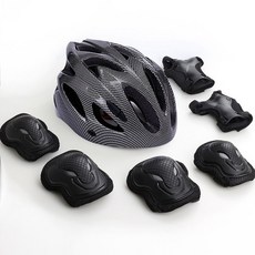 教練推薦加厚滑板護具溜冰輪滑護具套裝兒童頭盔全套成人騎行頭盔, 藍色【可調頭盔+護具】,S（7-11歲）, 1個